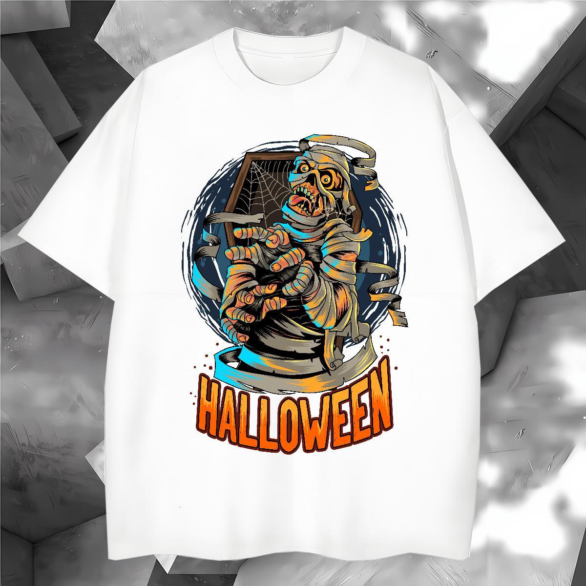 Classic T-Shirts for Men skull Crew Neck Breathable Sport Oversized 230g Pure Cotton Tshirt for Man Woman Customized Clothes