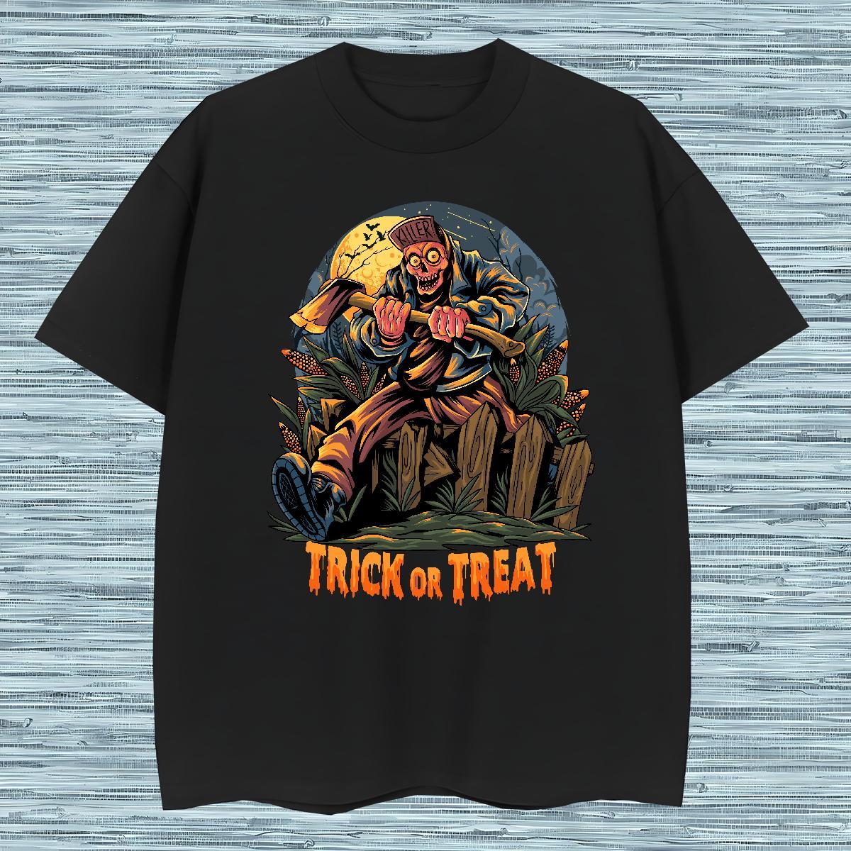 Fashion Design Men Tees halloween Hip Hop 230g 100% Cotton Tshirts Short Sleeve O-Neck Classic T Shirts Men Custom Cartoon