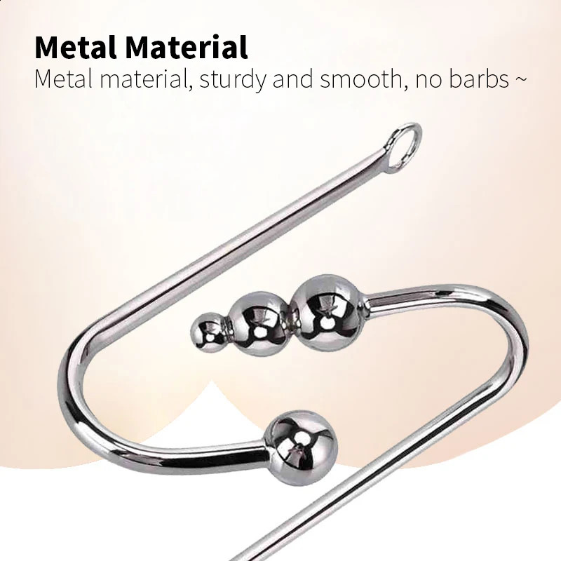 Stainless Steel Anal Hook with Anal Beads Hole Anal Hook Metal Butt Plug Anal Sex Toys Adult Product No Vibrator for men gay 240813