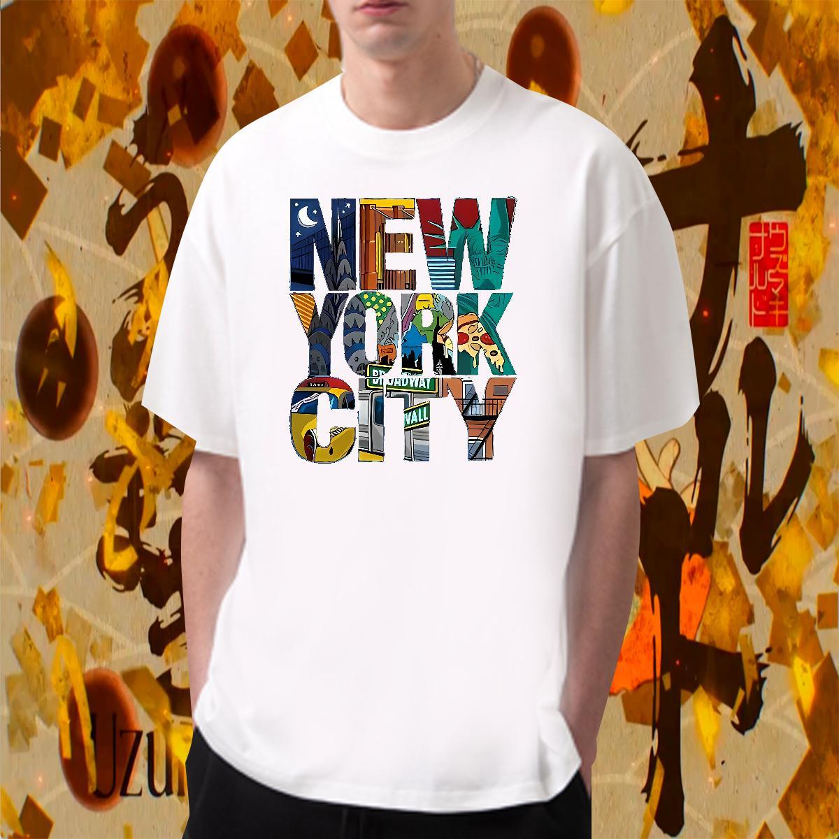 Comfortable New York 230g Cotton Couples T Shirts Home Outdoor Breathable Crew Neck T-Shirts Free Shipping Black Oversized Tops Tees