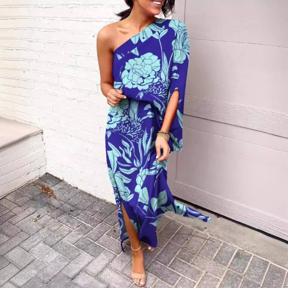 Fashion Slant Shoulder Single Sleeve Dress For Women