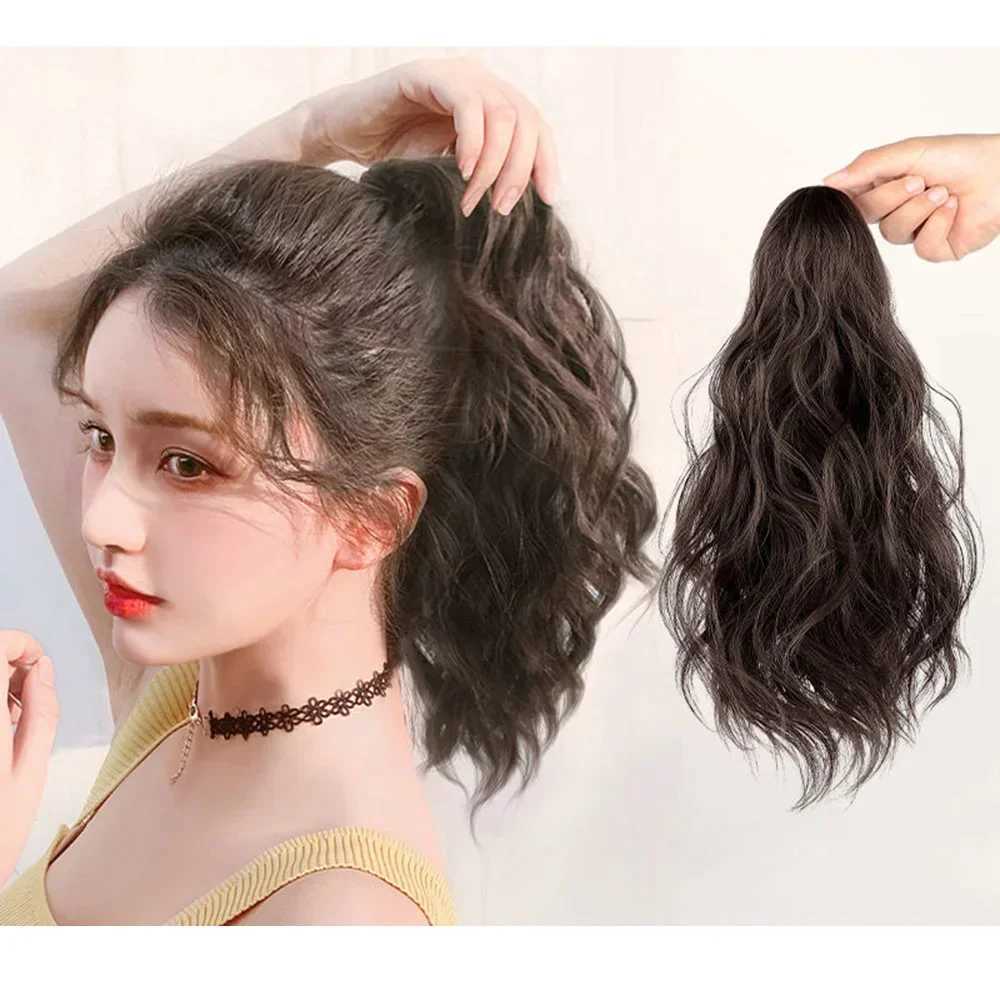 Fashion 35-50cm long curly wig natural female hair wig claw clip ponytail synthetic hair extension wig clip W240817