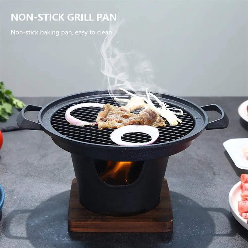 Mini Barbecue Oven Grill Home Outdoor Camping Alcohol Stove BBQ Japanese One Person Cooking Garden Party Roasting Meat Tool 240819