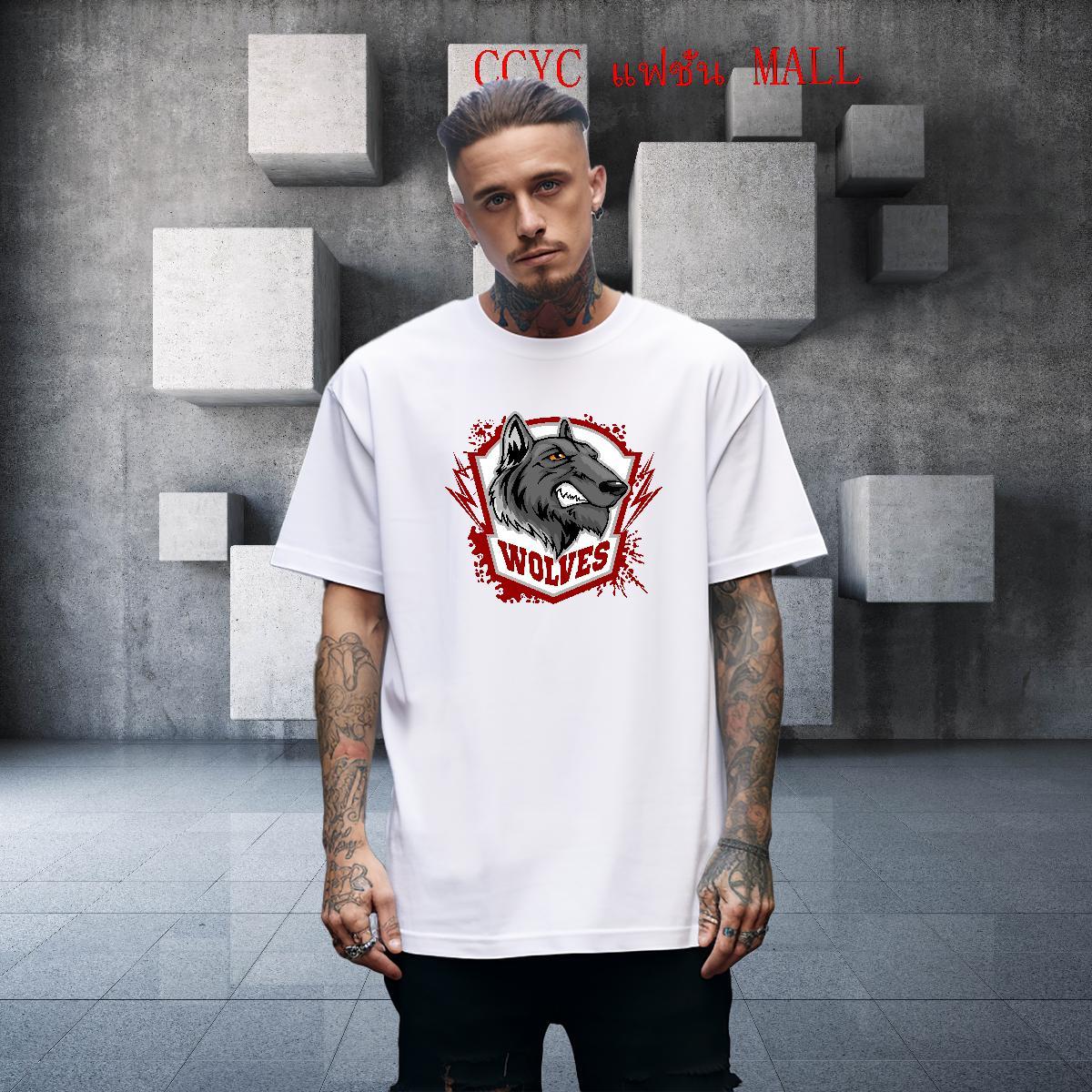 Cool Design T-Shirts wolf Short Sleeve Soft Hip Hop Floral Print 100% Cotton 230g Mens Tshirts Classic Tops Tees