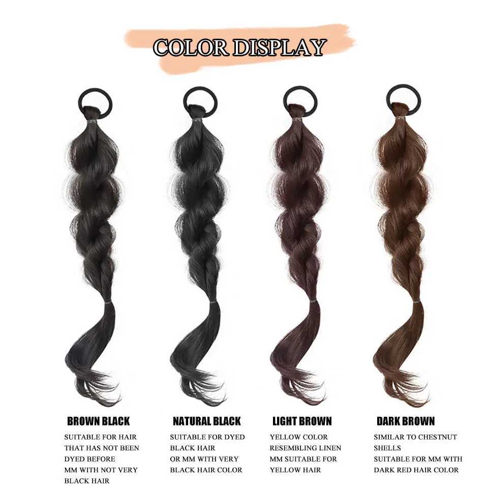 YELOWTIM synthetic bubble braided double ponytail fluffy imitation fried dough twisted braided ponytail wig W240817