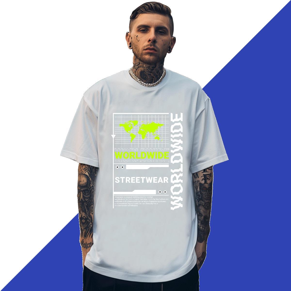 Brand worldwide 230g 100% Cotton Men Tshirts Summer Casual Breathable Crew Neck T-Shirts for Men Customized DIY Tees Shirts