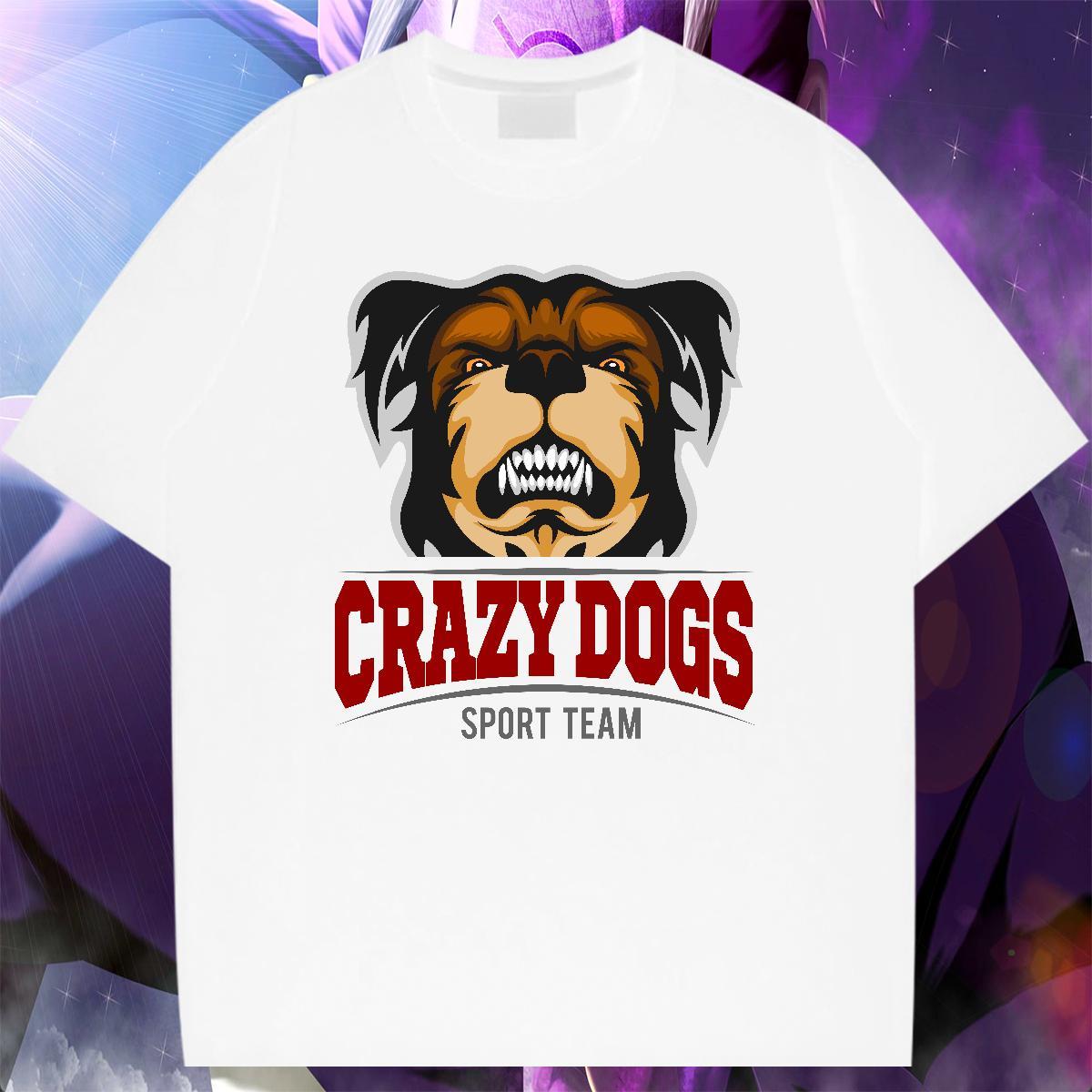 Brand Men Tees Beach 230g 100% Cotton Anime Print Pure Cotton crazy dog T-Shirts New Designer Tops Tees