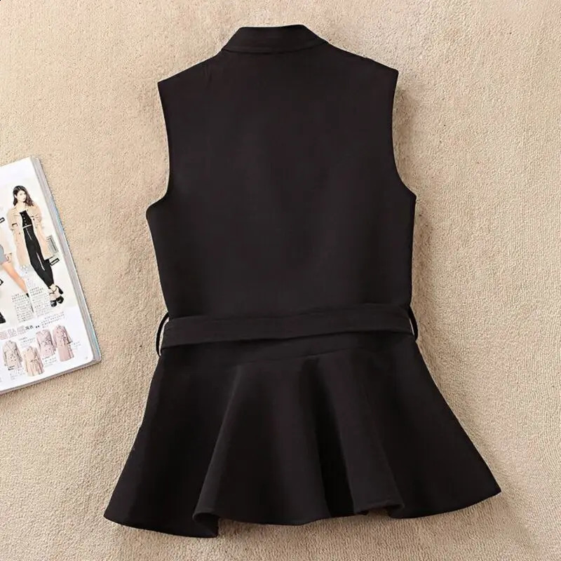 spring womens casual short sleeved sleeveless vest top retro shirt collar ruffled A194 240819