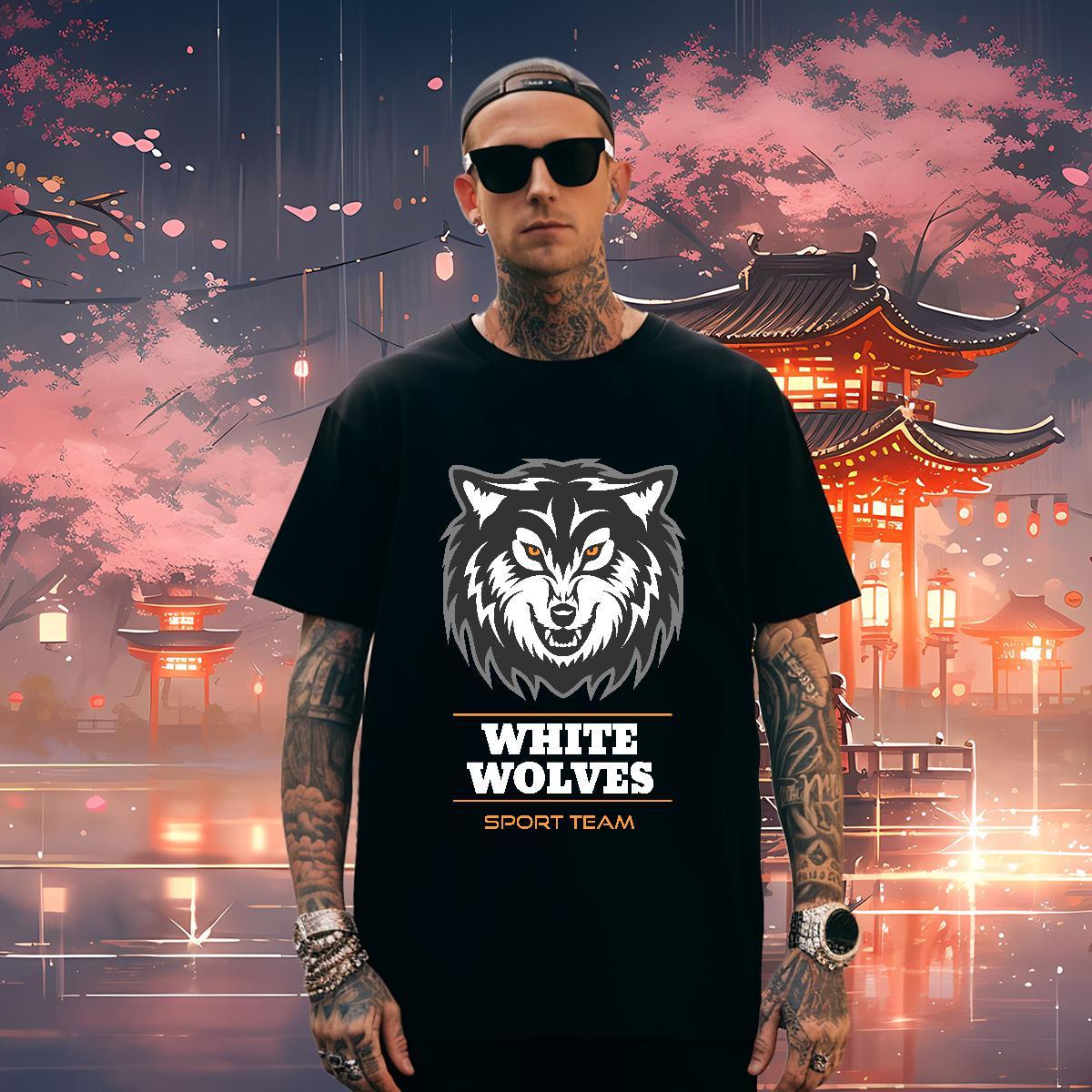 Cool T Shirts Men wolf Breathable Street wear Hip Hop Oversized 230g 100% Cotton Men Tees Customized Tees Shirts