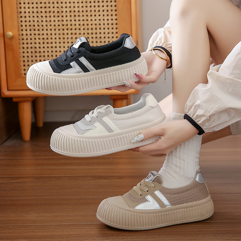 Ddmysports Autumn New Ins Korean Edition Transparent Network White For Female Students Thick Bottom Versatile Casual Sports Board Shoes XT OUTDOOR