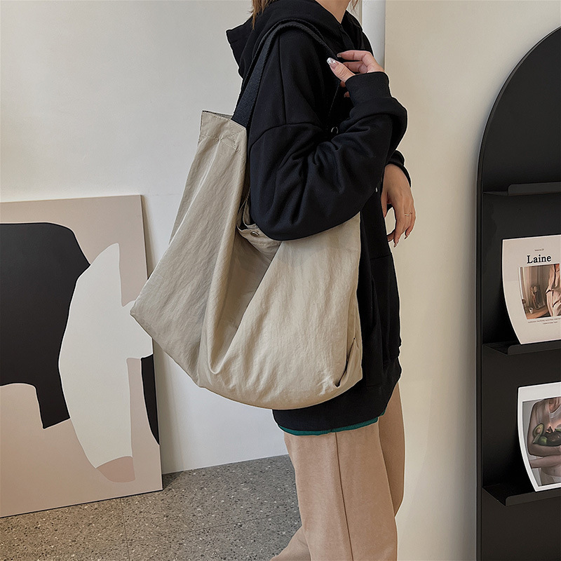 Ins Nylon Shopping Capacity Lightweight Foldable Handheld Large Women's Versatile Casual Single Shoulder Tote Bag