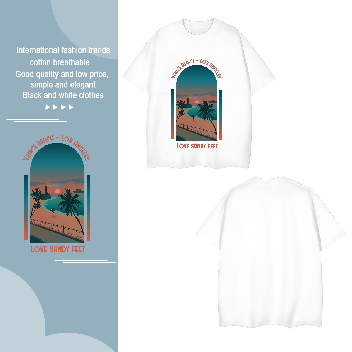 High Quality sea 100% Cotton 230g Tshirts Spring Summer Breathable Short Sleeve Man T Shirts Designer Fashion Custom Cartoon Clothes