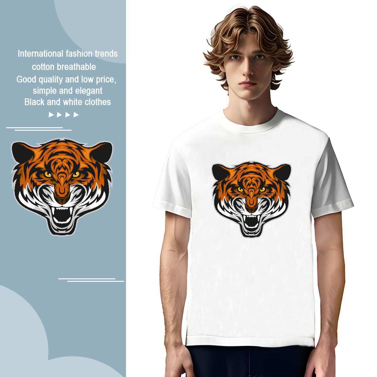 Cool T shirt tiger Breathable Crew Neck Sport White Plus Size 230g Cotton Men Tshirts Custom Polos