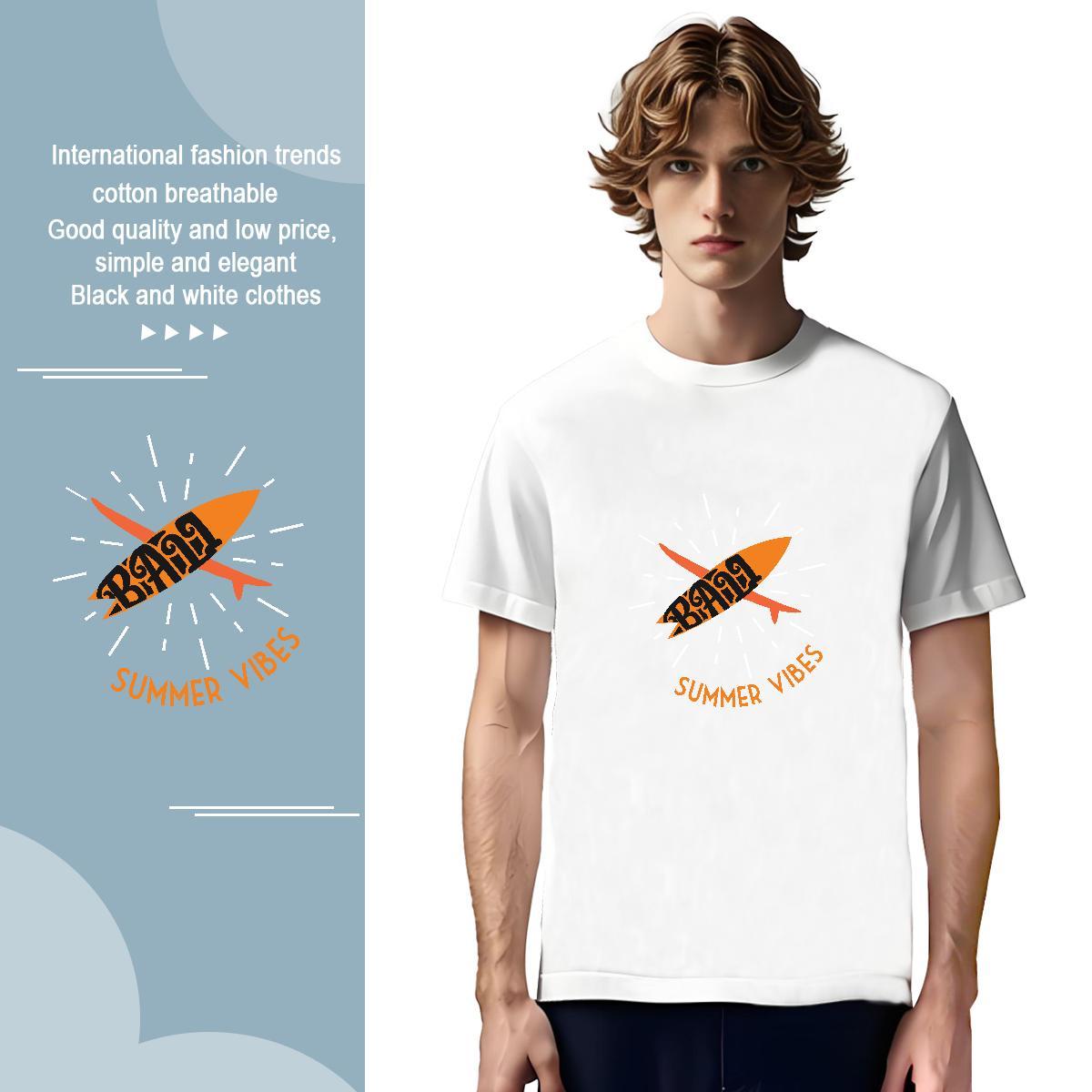 Cool Design summer vibe 230g 100% Cotton Men Tshirts Sport Breathable Man T Shirts DIY Customized Oversized 4XL Wear