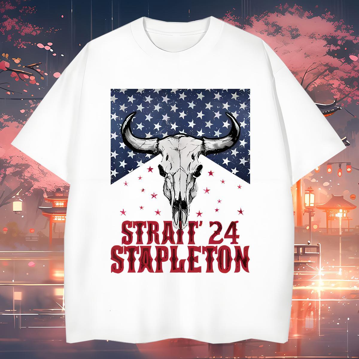 Free Shipping Men T Shirts straif 24 stapleton Round Neck Short Sleeve High Street Hip Hop Custom Cartoon 230g 100% Cotton Men Tops Tees DIY Tee Shirt