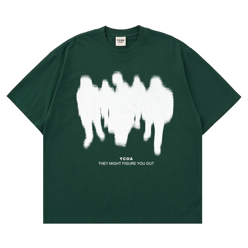 Mens T-Shirts Oversized Shadow Cotton Harajuku Goth Y2k Streetwear Tops Short Sleeve Korean Fashion Hip Hop Aesthetic Clothing 240819