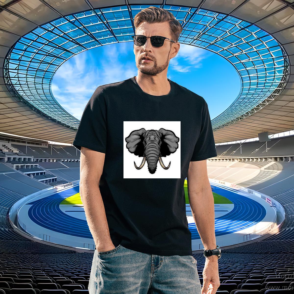Cool T shirt elephant Pure Cotton Casual Beach Oversized 230g Cotton Men Tshirts Casual New Tops Shirt