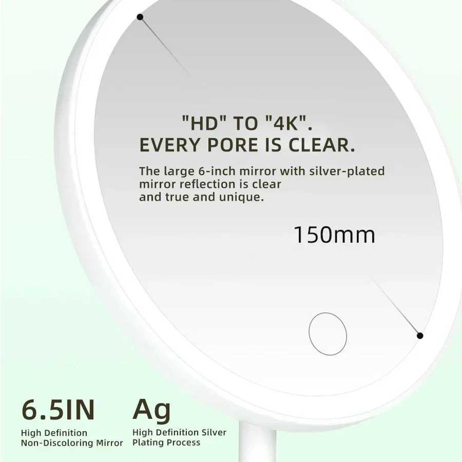 LED Makeup Mirror with 3 Colors Light Portable Removable Desk Mirror Adjustable Tricolor HD Light Vanity Mirror Dropshiping Y240819