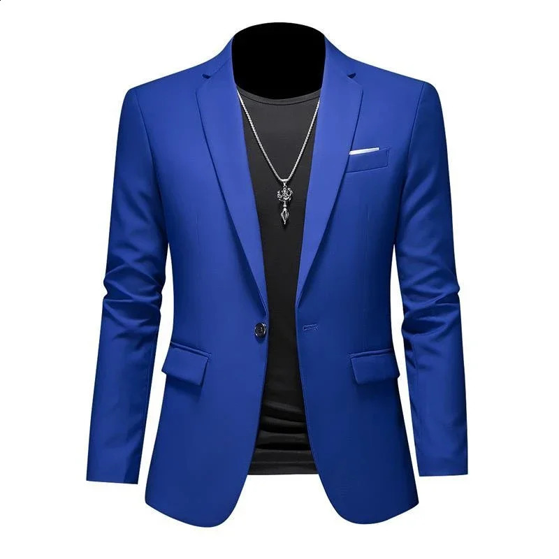 Boutique Fashion Solid Color High end Leisure Business Mens Jacket Groom Wedding Top Coat 240819