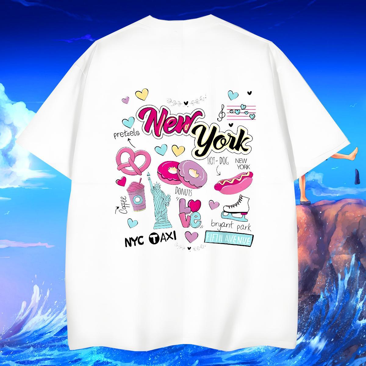 Cool Mens Tshirts Street wear Hip Hop 230g Pure Cotton DIY Breathable Crew Neck New York T Shirts Men Stylist Tops Shirt