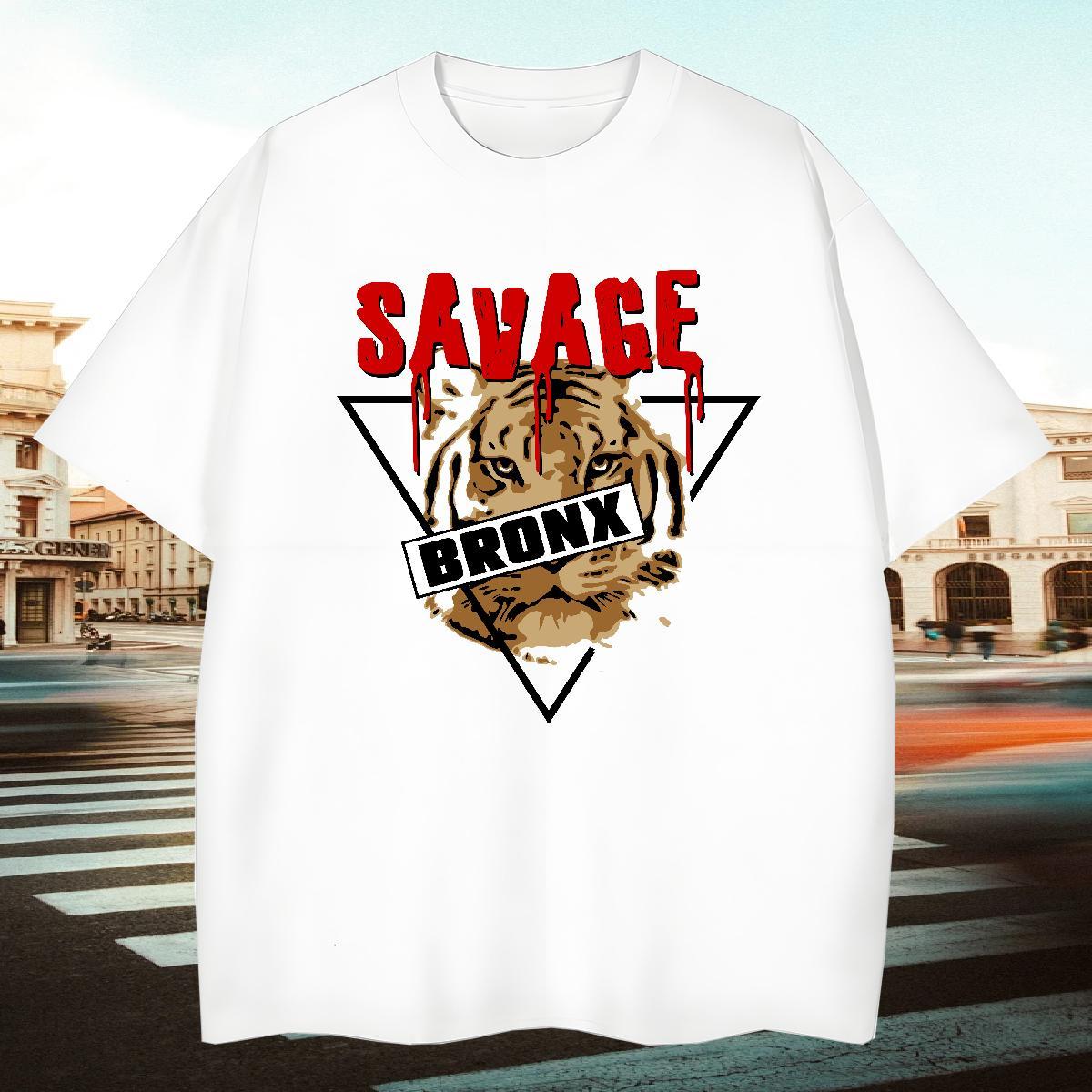 Loose Couples T Shirts Spring Summer 100% Cotton 230g Oversized Breathable Soft tiger T-Shirts for Men Fashion New Clothes