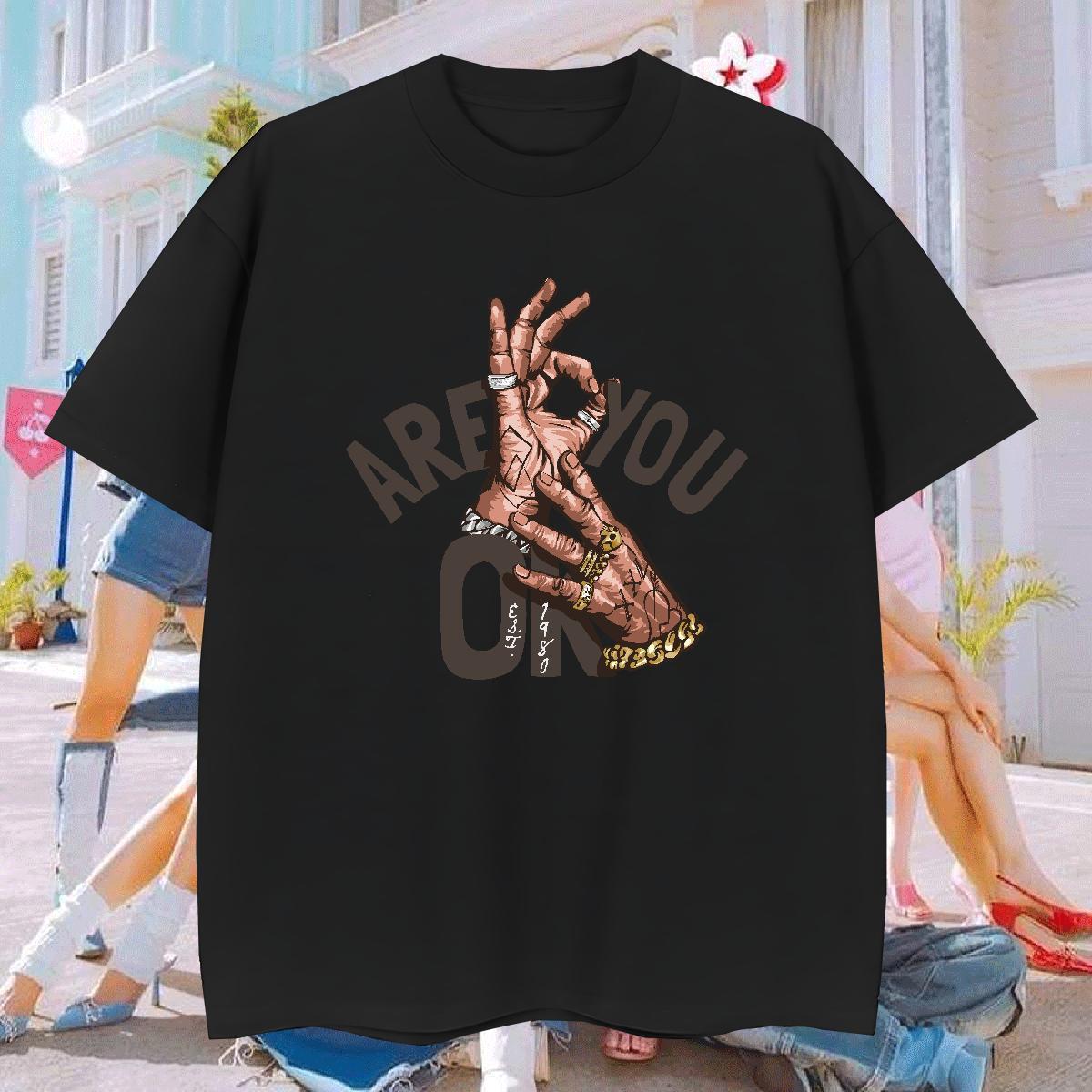 Mens T Shirts 230g 100% Cotton hand- Street wear Hip Hop Breathable Short Sleeve Custom Print Oversized Tshirt for Man Woman 2024 Summer Comfortable C