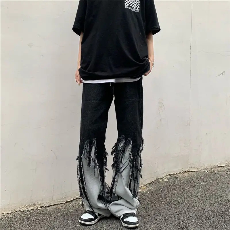 American style retro mens and womens street fashion personalized n straight leg jeans hiphop loose casual pants 240819