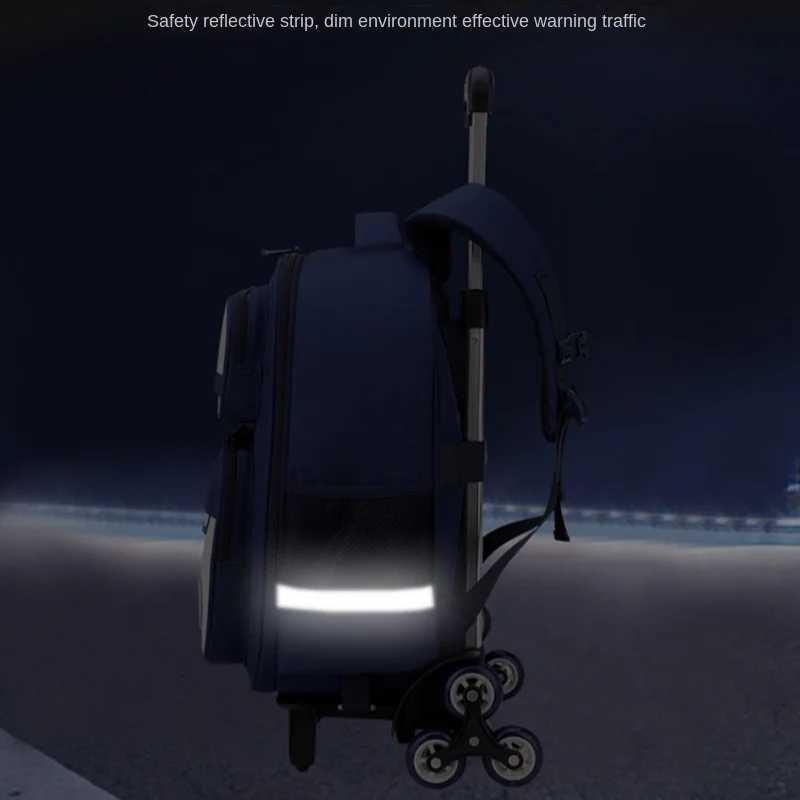 Elementary School Backpacks with Trolley Wheeled School Bag for Boys Girls Rolling Backpack with Wheels Kids Stair Climbing Cart Y240820