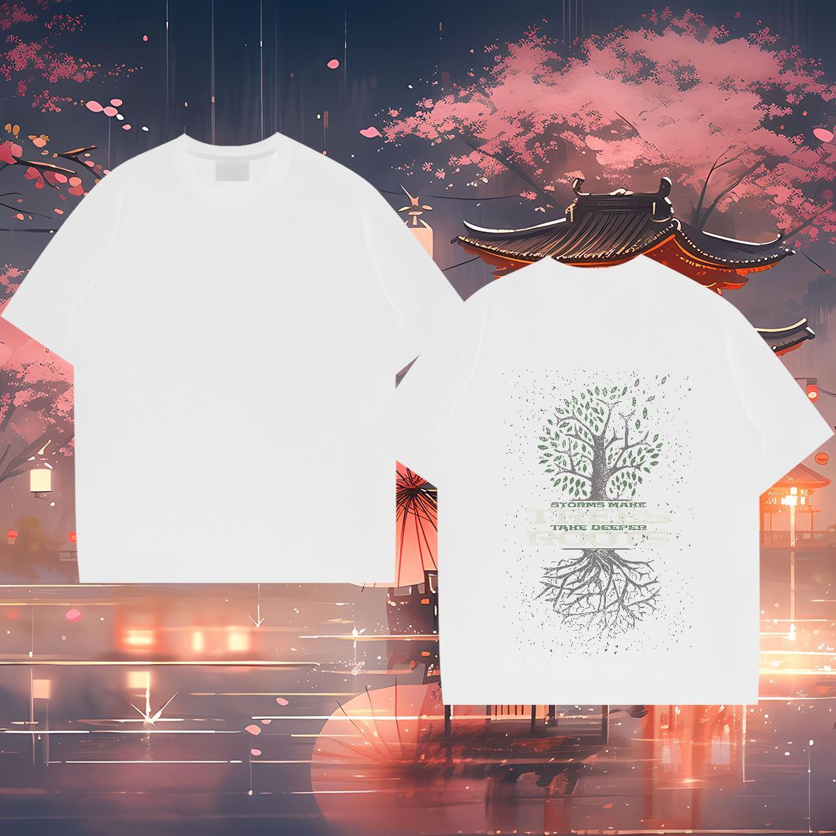 Custom Tshirts tree Casual 100% Cotton 230g Tops Shirt Breathable Short Sleeve Cool T Shirts Men Custom Printed