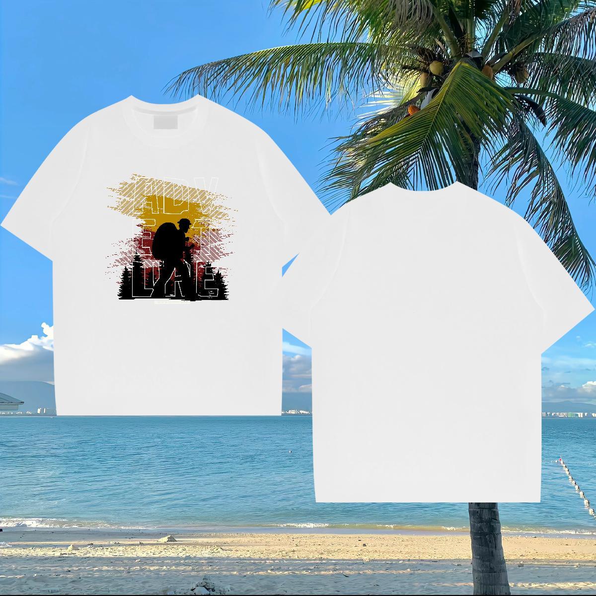 New Designer Men Tops Tees on foot Hip Hop Street 230g Cotton Clothes Breathable Soft Classic Mens T Shirts White Plus Size