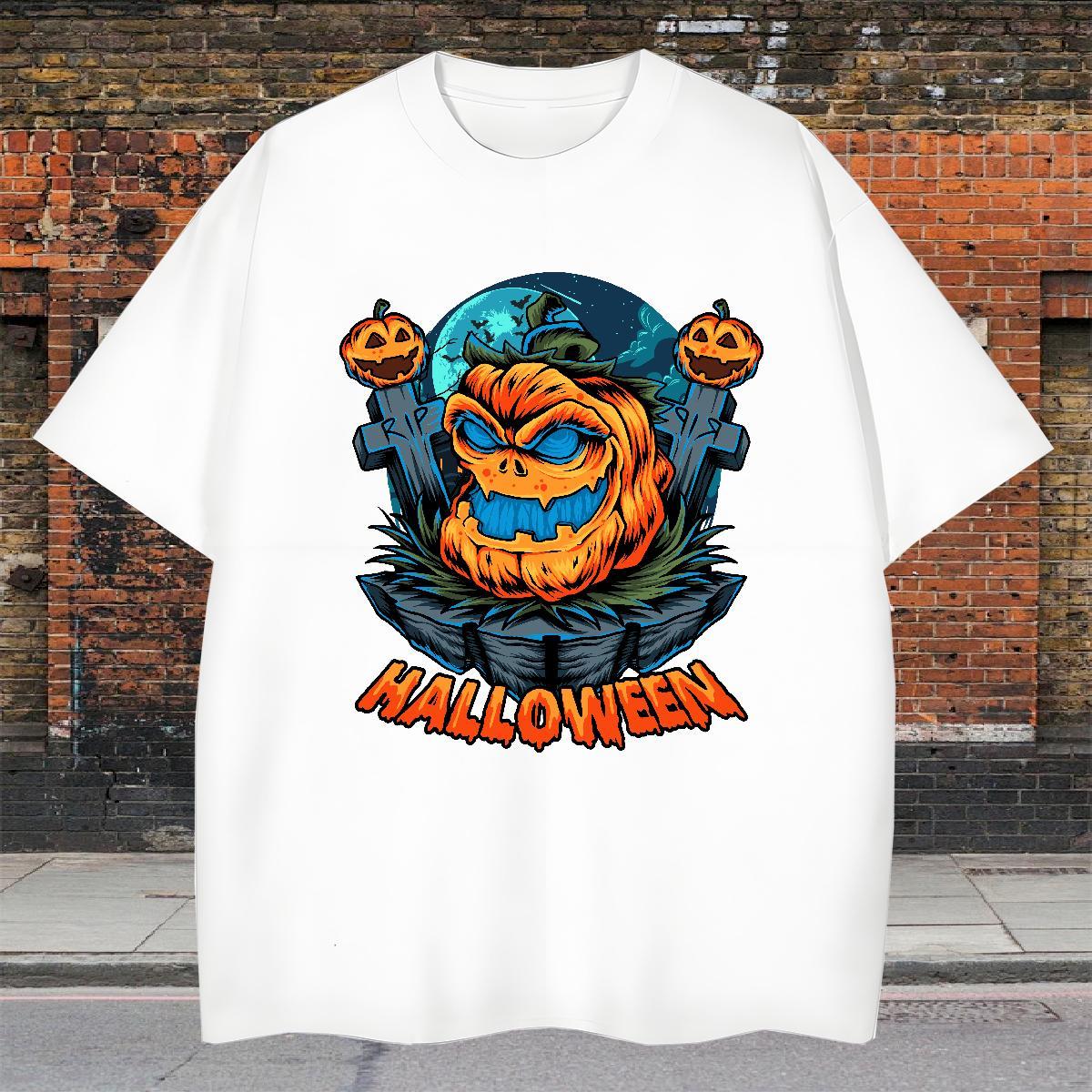 High Quality Mens T Shirts halloween Breathable Street Casual Floral Print 230g 100% Cotton Mens Tshirts 2024 DIY Tees