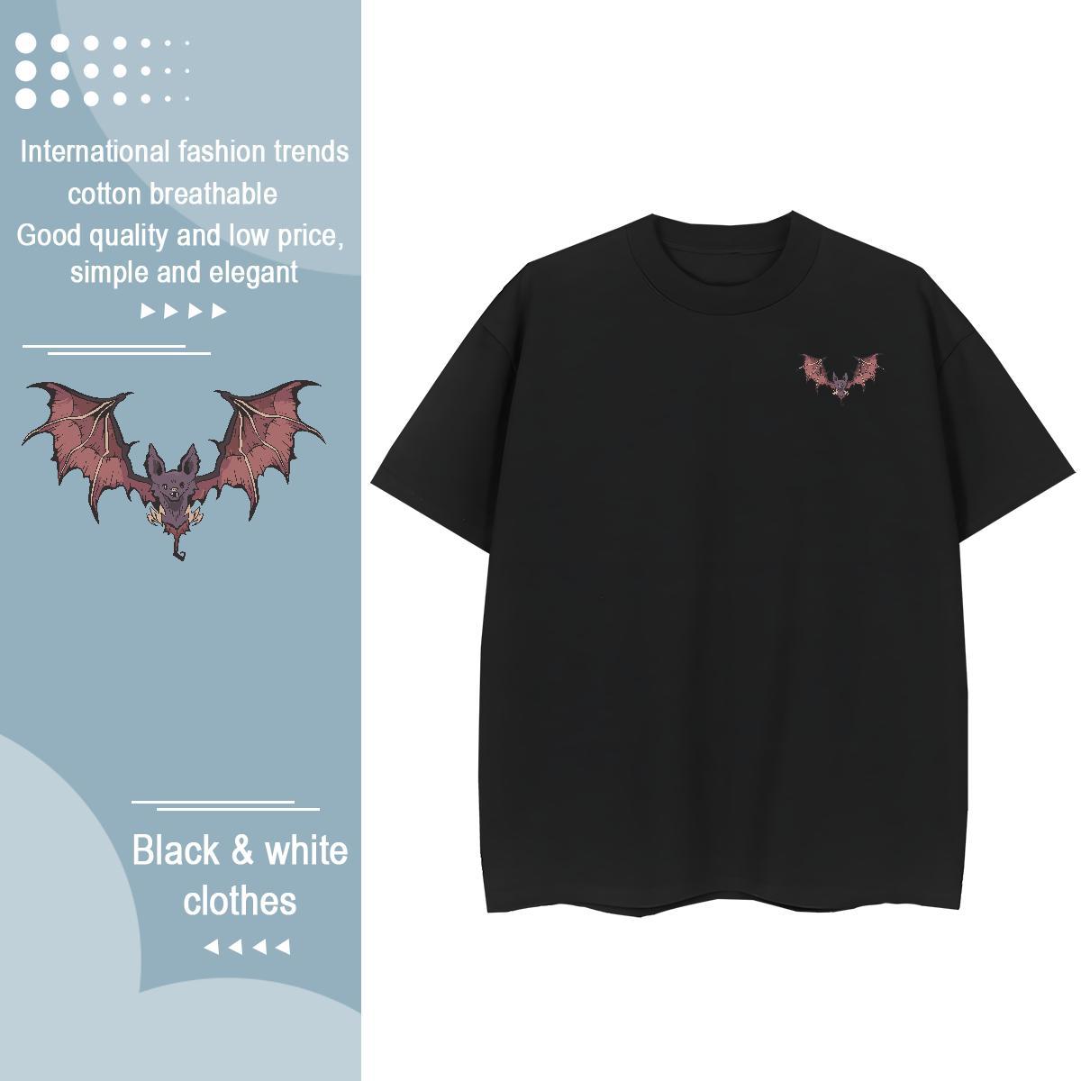 Designer Fashion Men Tops Tees bat Hip Hop Street 230g Pure Cotton Tops Shirt Breathable Crew Neck Cool T-Shirts for Men Custom Anime