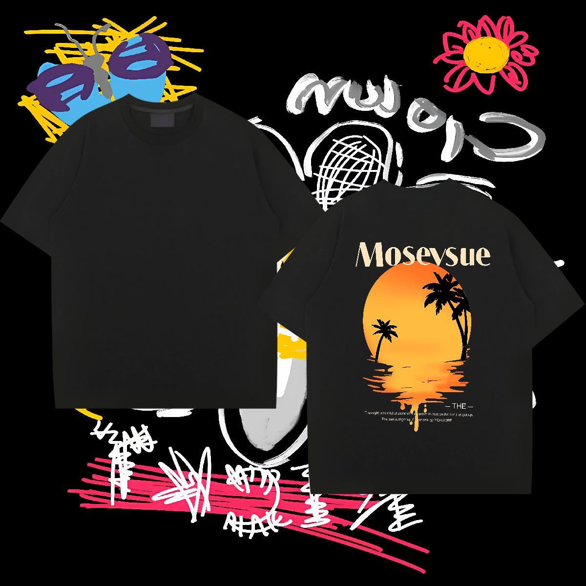 Free Shipping Mens Tshirts sun High Street Hip Hop 230g 100% Cotton Polos Crew Neck Cool T shirt Plus Size Cartoon