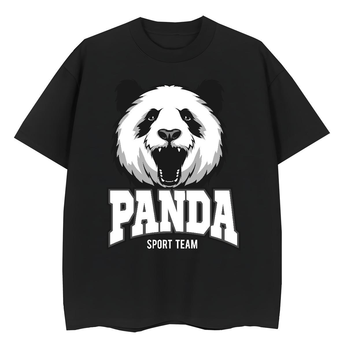 Fashion Casual Mens Tshirts panda Street Wear 100% Cotton 230g Tops Tees Breathable Short Sleeve Loose T-Shirts Oversized 4XL