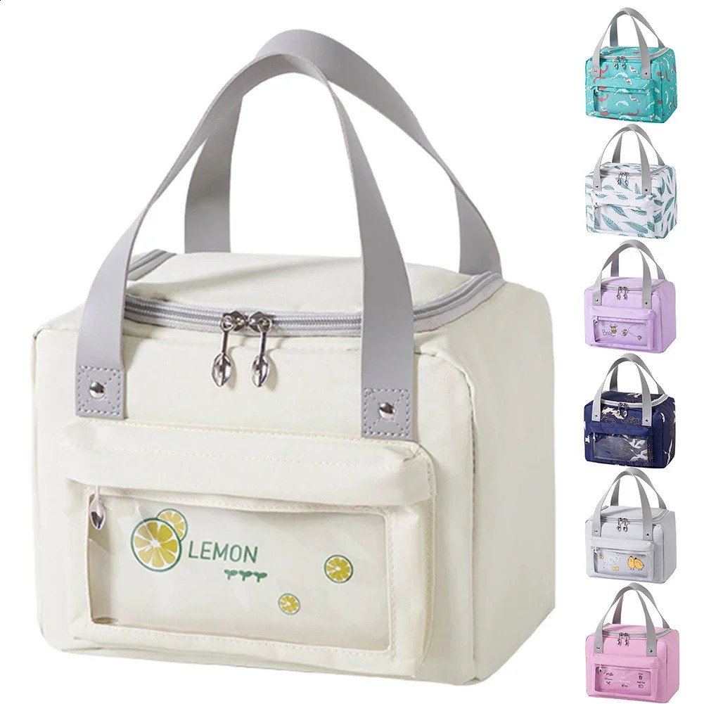 Picnic Bag Portable Lunch Bag with Shoulder Strap Food Thermal Bag Drink Insulated Bag for Beach Picnic Road Trip Travel 240819