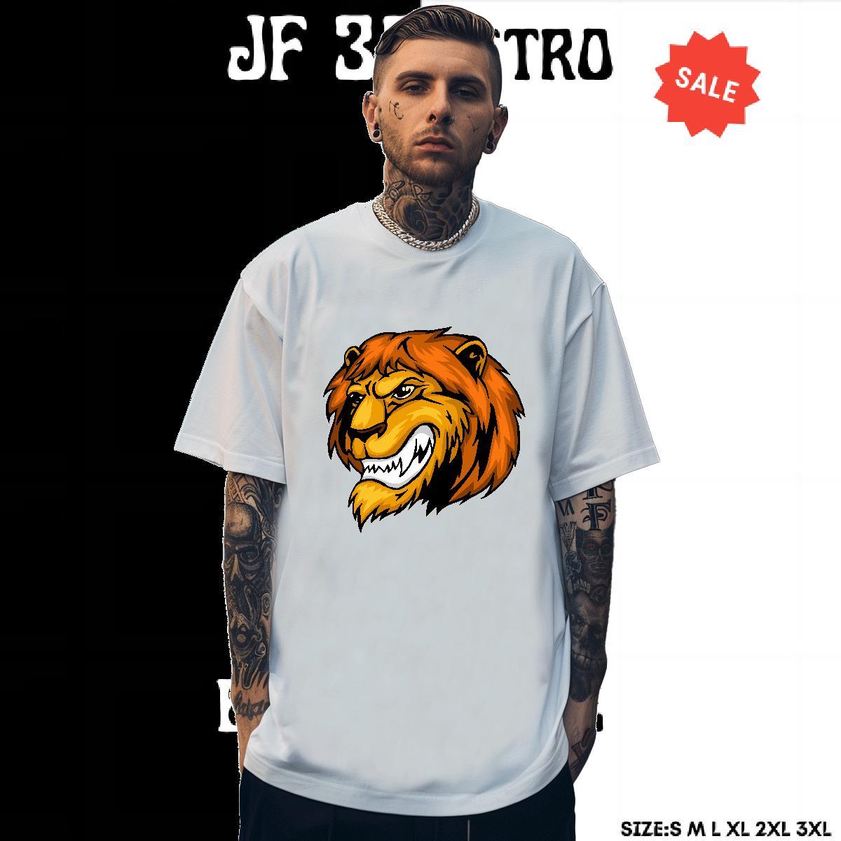 Loose Mens T Shirts lion Breathable Short Sleeve Hip Hop Street Graphic 230g Cotton Men Clothes T-Shirt 2024 Summer Polos