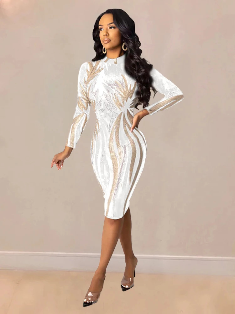 Sexy Perspective Sequin Printed Tight Fitting Dress For Womens Summer Nightclub Birthday Party Club Long Sleeved Hip Wrap Skirt 240819