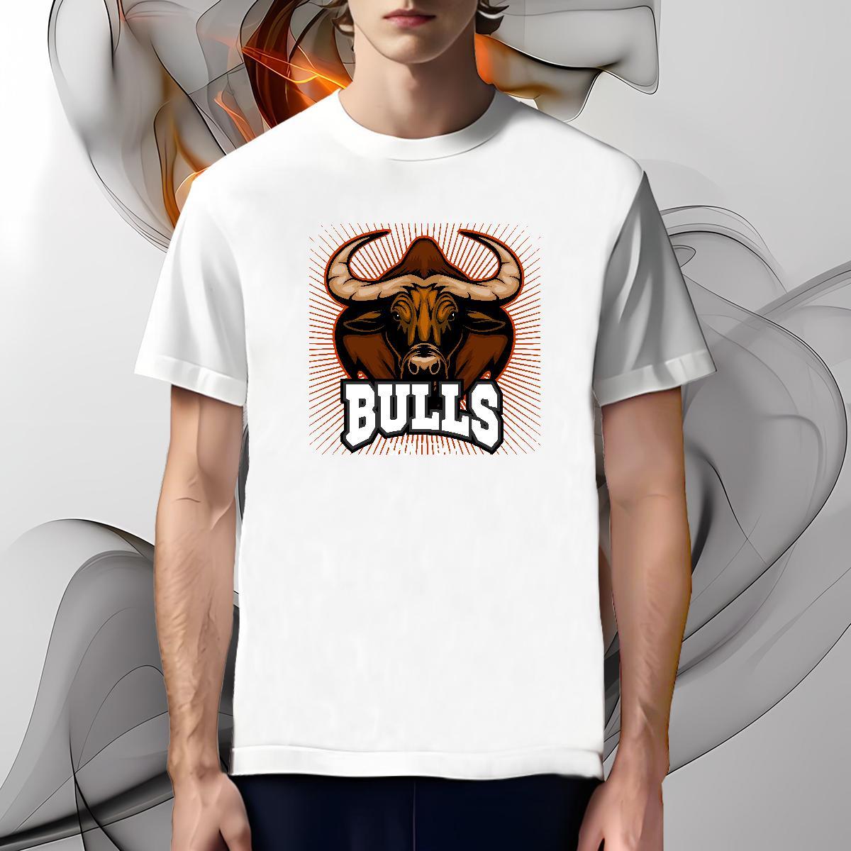 Loose Fit T Shirt For Man bull Crew Neck Street DIY Anime 230g Pure Cotton Men Clothes T-Shirt Fashion Design Tee Shirt