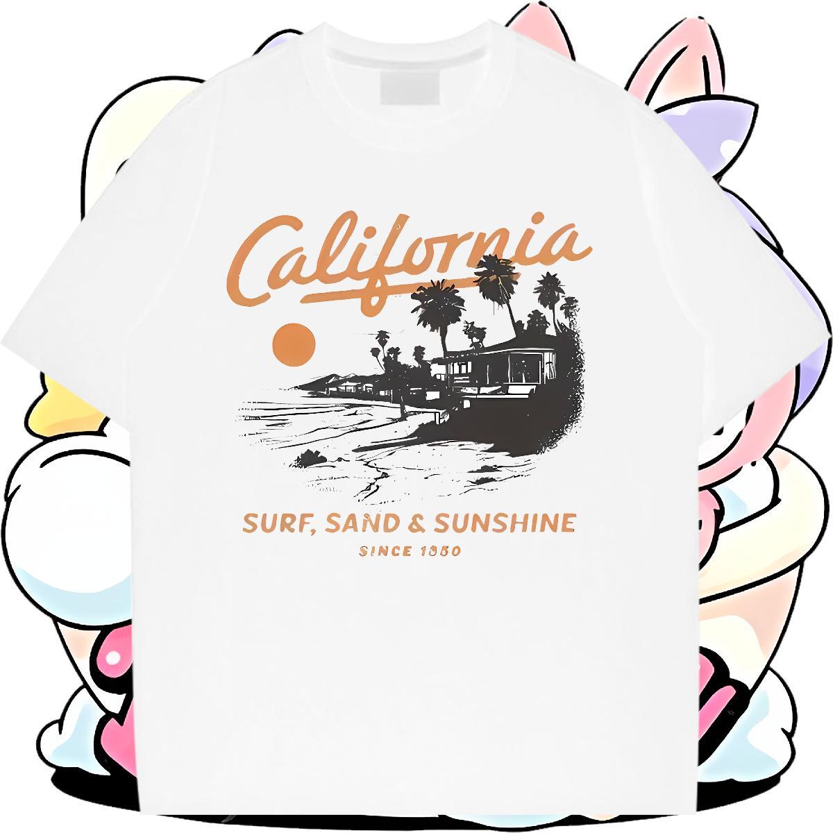 New Lady T shirt Beach Breathable Short Sleeve Polos Wholesale 230g Cotton house Cartoon Print Woman T Shirts