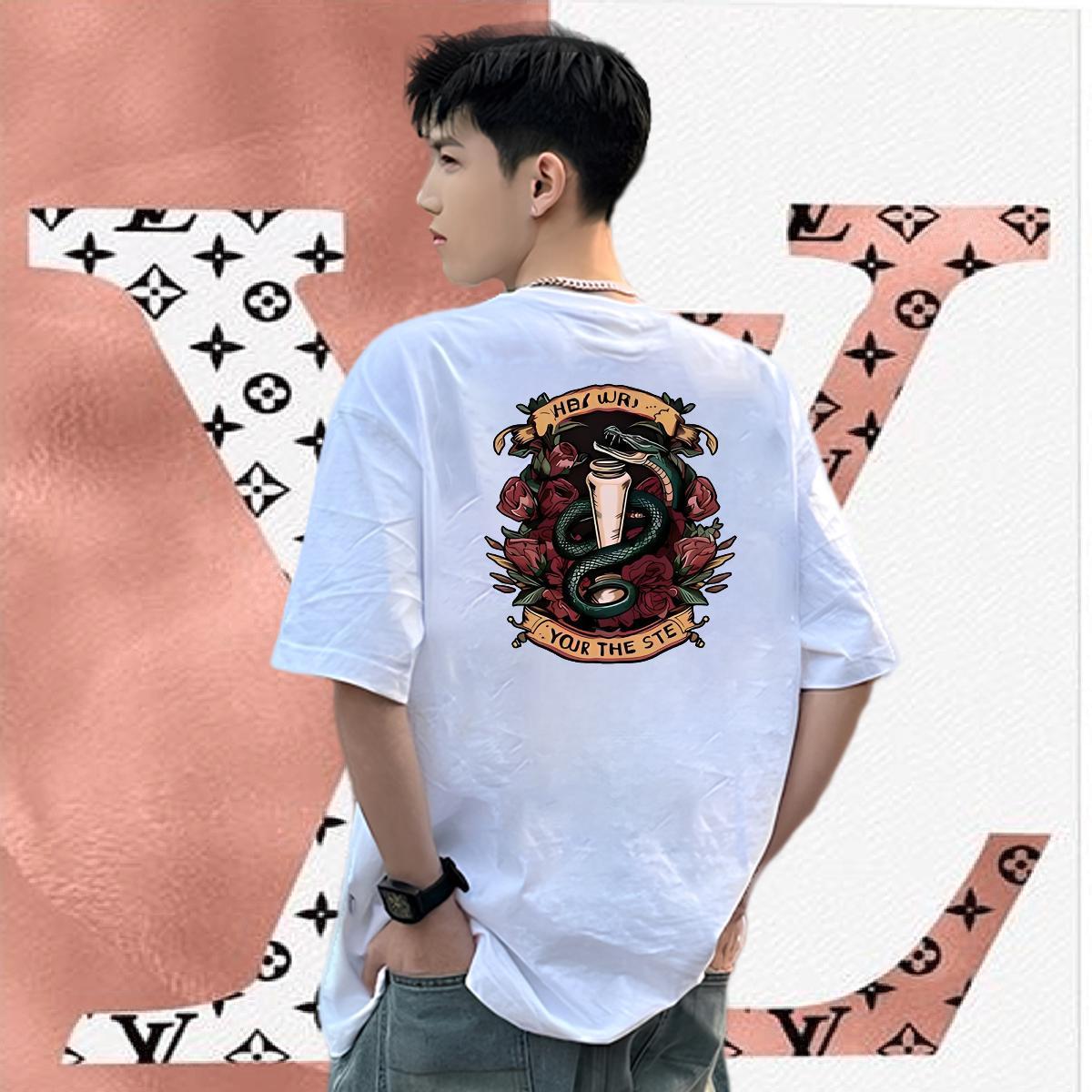 New Arrival Men Tops Tees snake Spring Summer 100% Cotton 230g Tshirts Breathable Crew Neck TOP Quality Man T Shirts Customized