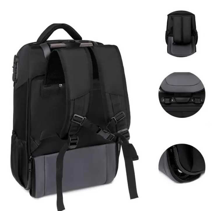 18 inch travel trolley bag men rolling backpack wheeled backpack school backpack with wheels trolley luggage bag for teenagers Y240820