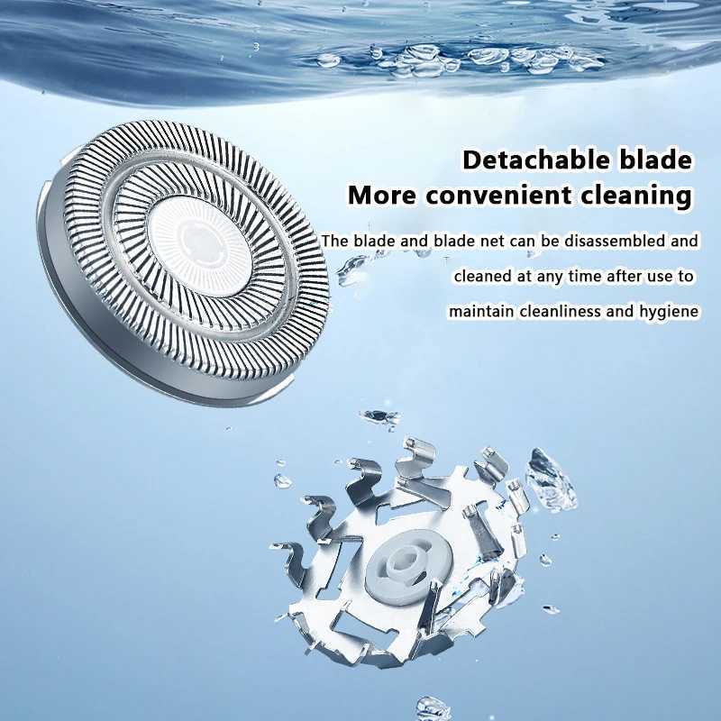 Mens Mini Electric Travel Shaver Double Ring Beard Shaver LCD Power Display Type-C Charging Lacquer Free Cordless Trimmer W240819
