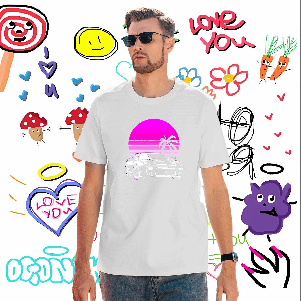 Brand car Man T Shirts Street Casual Couples T Shirts 230g Cotton DIY Breathable Soft Black Oversized Top Tees