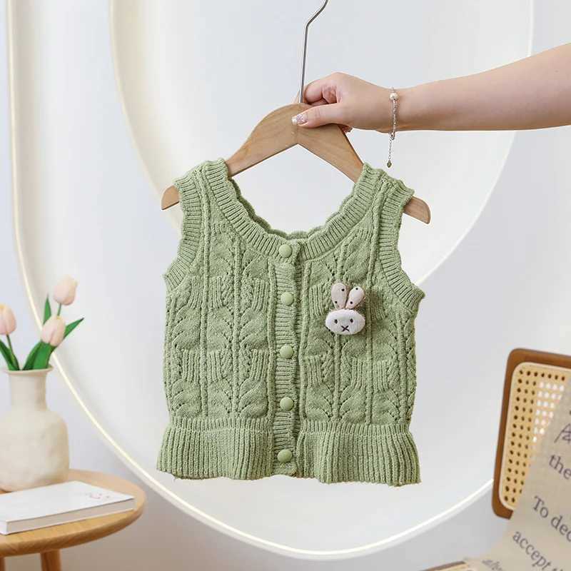 Trendy 2024 Kids Sweater Vest Cardigan Casual Elegant Lovely Bunny Decoration Everyday Fresh Leisure Fine WorkmanshipXJ240819