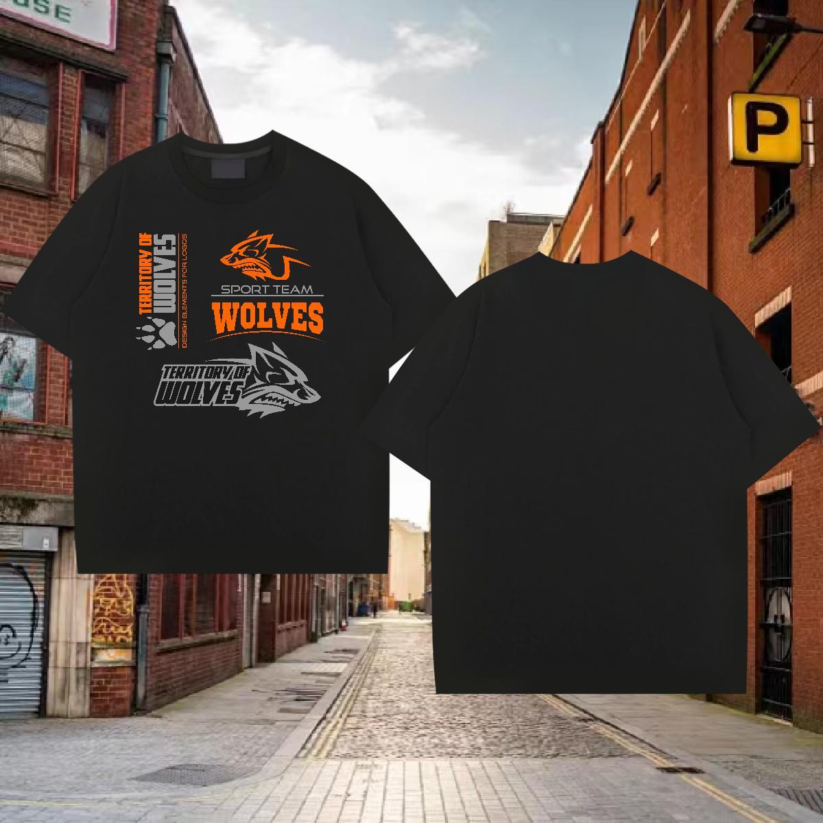Soft Mens T Shirts wolf Crew Neck Breathable Street wear Hip Hop DIY 100% Cotton 230g Couples T Shirts Fashion Wear