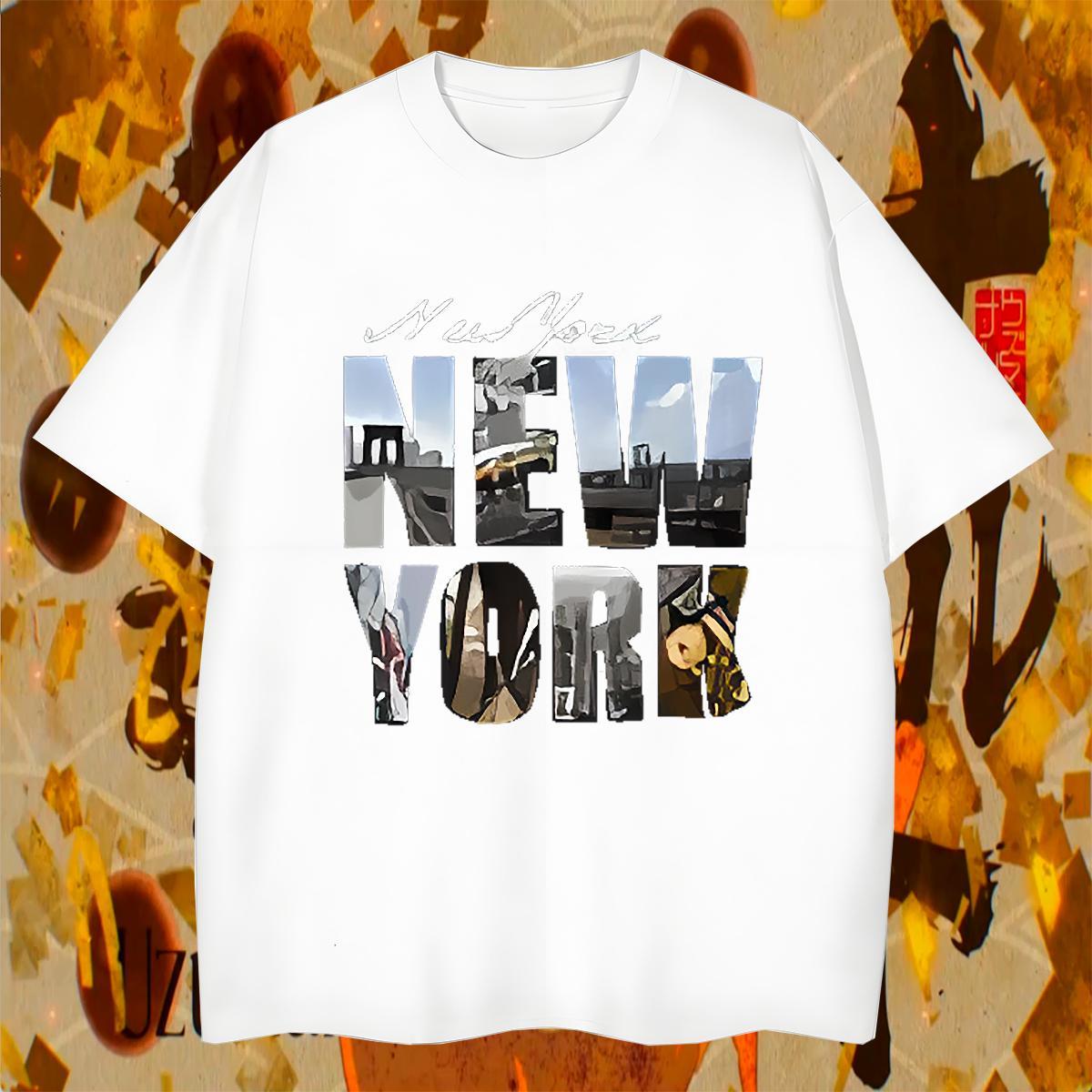 Wholesale New York 230g Pure Cotton Mens Tshirts Hip Hop O-Neck Short Sleeve T Shirts Men Fashion Oversized Tops