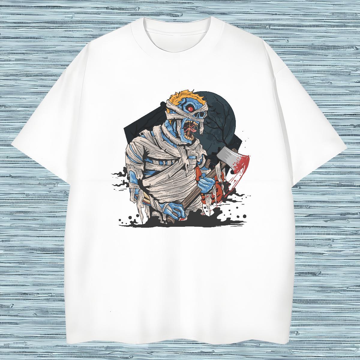 Classic Men T Shirts zombie Breathable Short Sleeve Street wear Hip Hop Customized 100% Cotton 230g Mens Tshirts Fashion Clothes