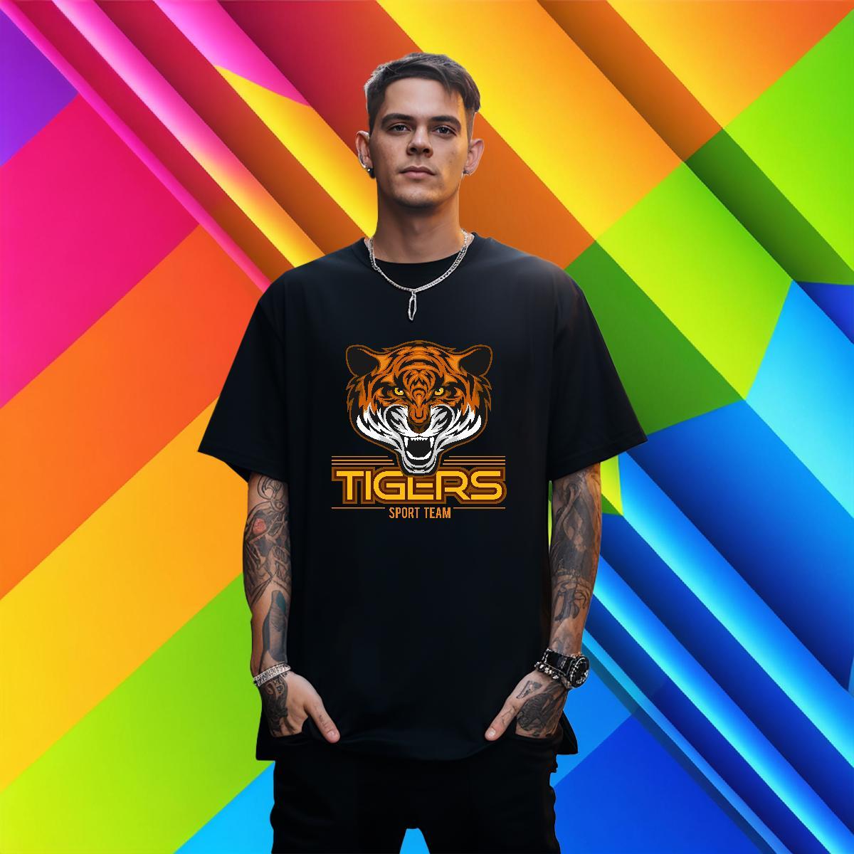 Designer T-Shirts for Men tiger Crew Neck Breathable Street Anime Print 230g Pure Cotton Tshirts Custom Tops Tees