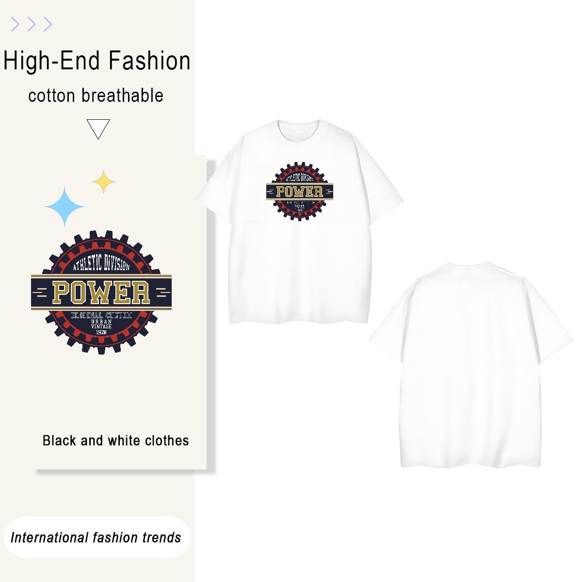 TOP Quality letter 100% Cotton 230g Tshirts Daily Wear O Neck Short Sleeves T shirt New Custom Print Oversized Tops Shirt