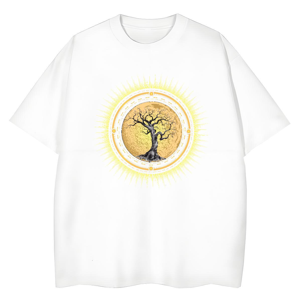 Fashion Casual Mens Tshirts tree Sport 100% Cotton 230g Tops Breathable Crew Neck Loose Men T Shirts DIY